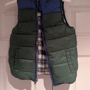 Janie and Jack Reversible Green and Blue Quilted Puffer Vest